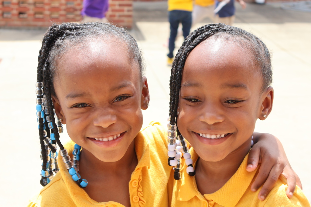 Two students posed for a picture at Stokes Beard Elementary
