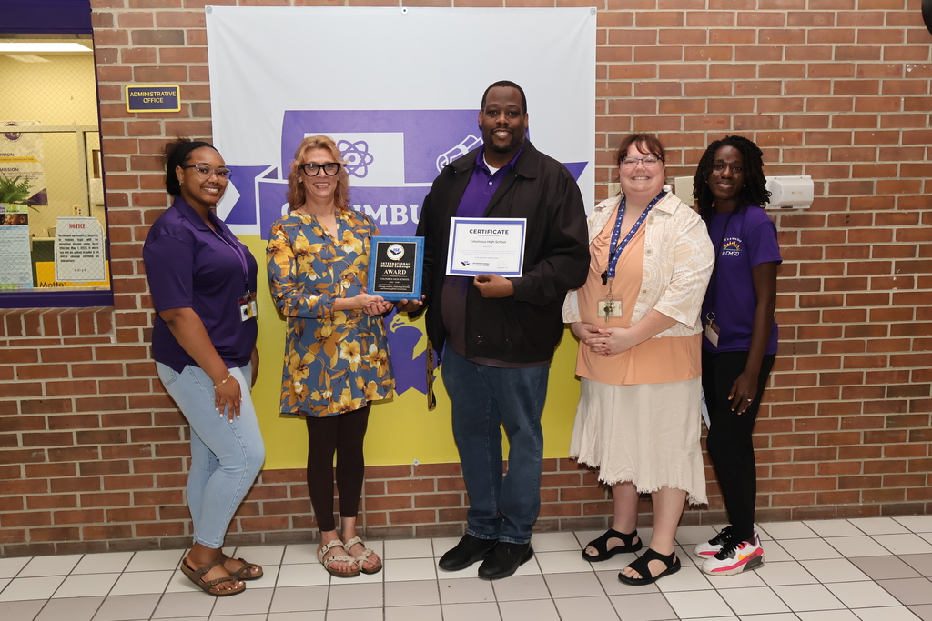 International Student Exchange honored Columbus High for welcoming students last year. 