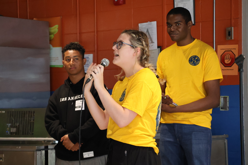Members of the Air Force Sergeants Association Chapter 651 talk to Cook Elementary students. 