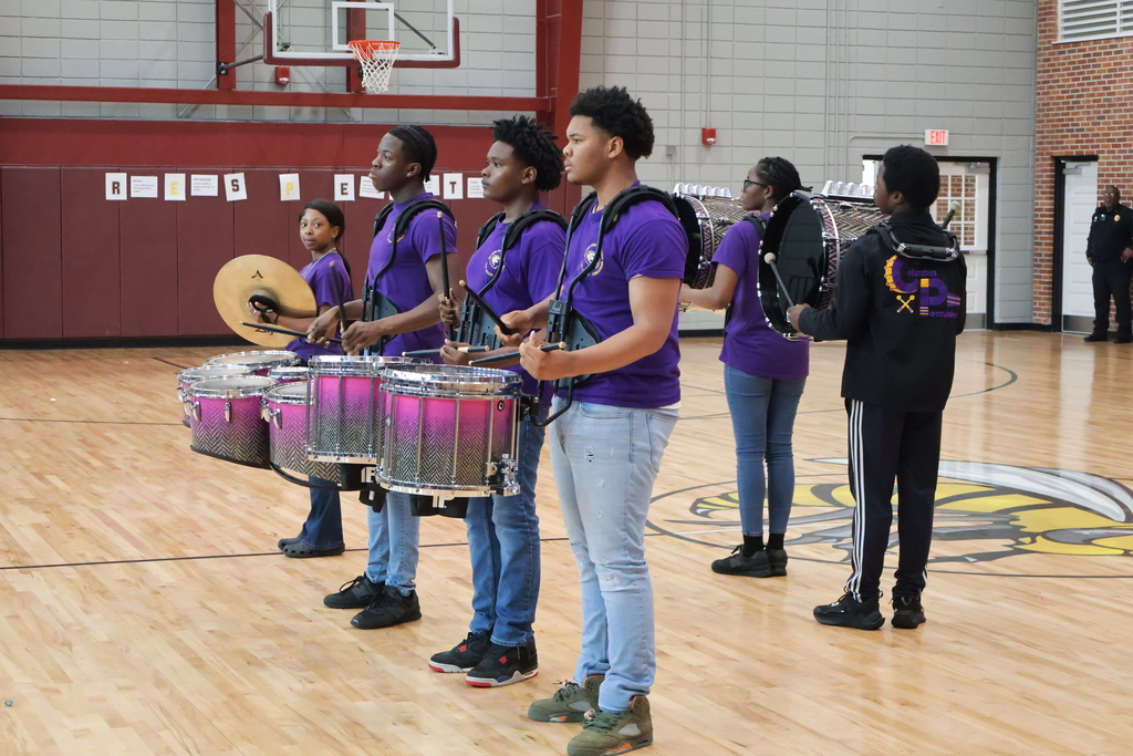 CHS Drumline students participate in a No Crumbs... Eat That Test pep rally on Wednesday at Hunt Intermediate. 