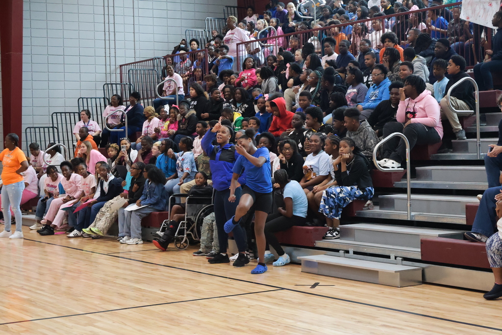 Hunt Intermediate students participate in a No Crumbs... Eat That Test pep rally on Wednesday. 