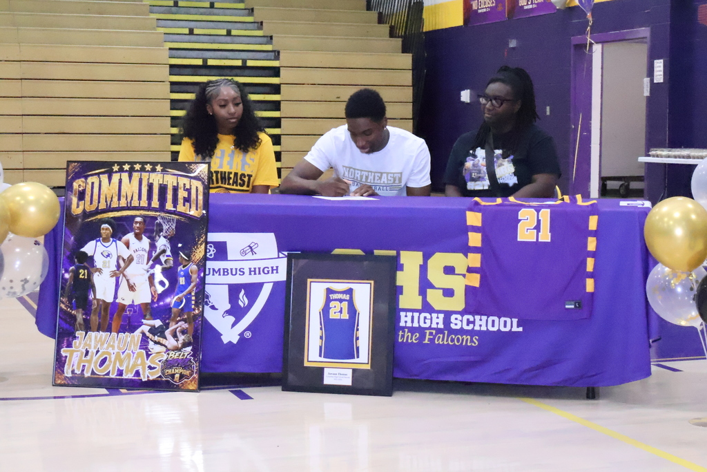 Jawaun Thomas signs to play basketball with Northeast Mississippi Community College. 