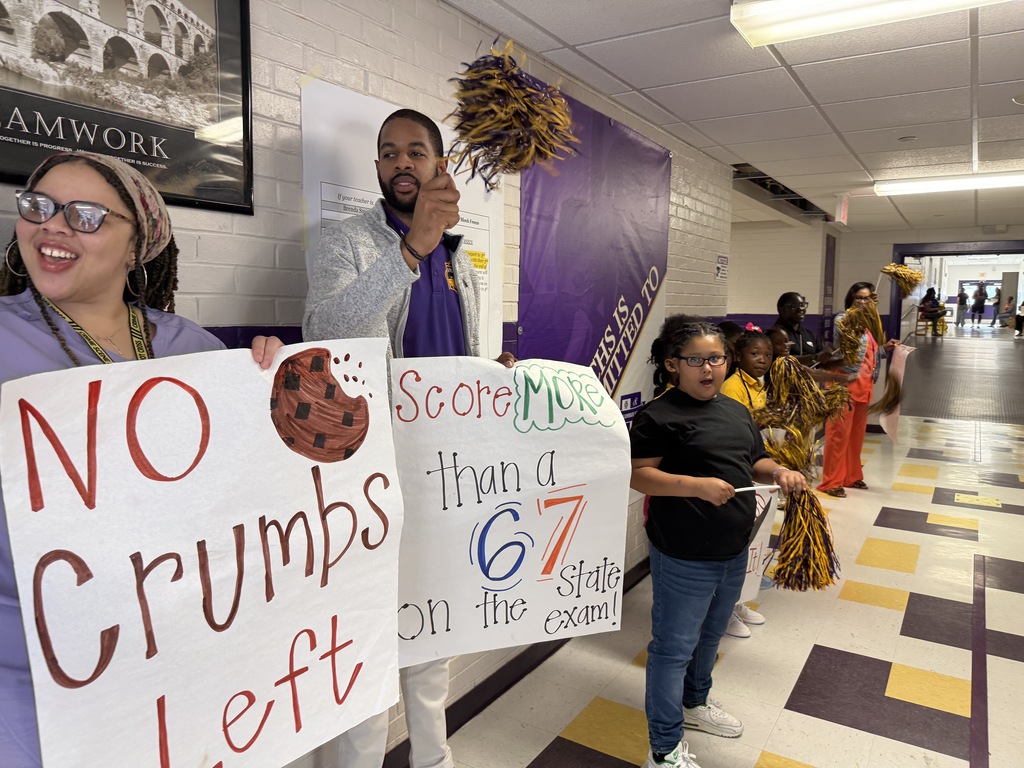 The "No Crumbs" tour rolled into Columbus High on Tuesday to cheer on students  that have started state testing. 