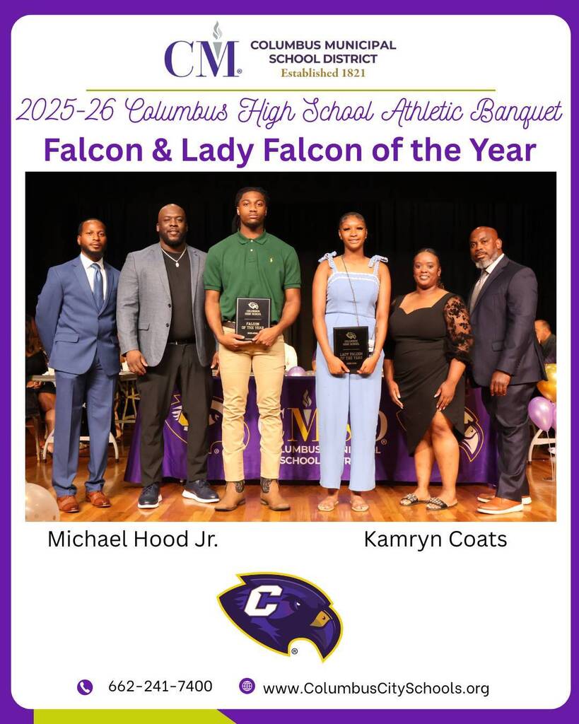 Falcon of the Year is Michael Hood Jr. and Lady Falcon of the year is Kamryn Coats