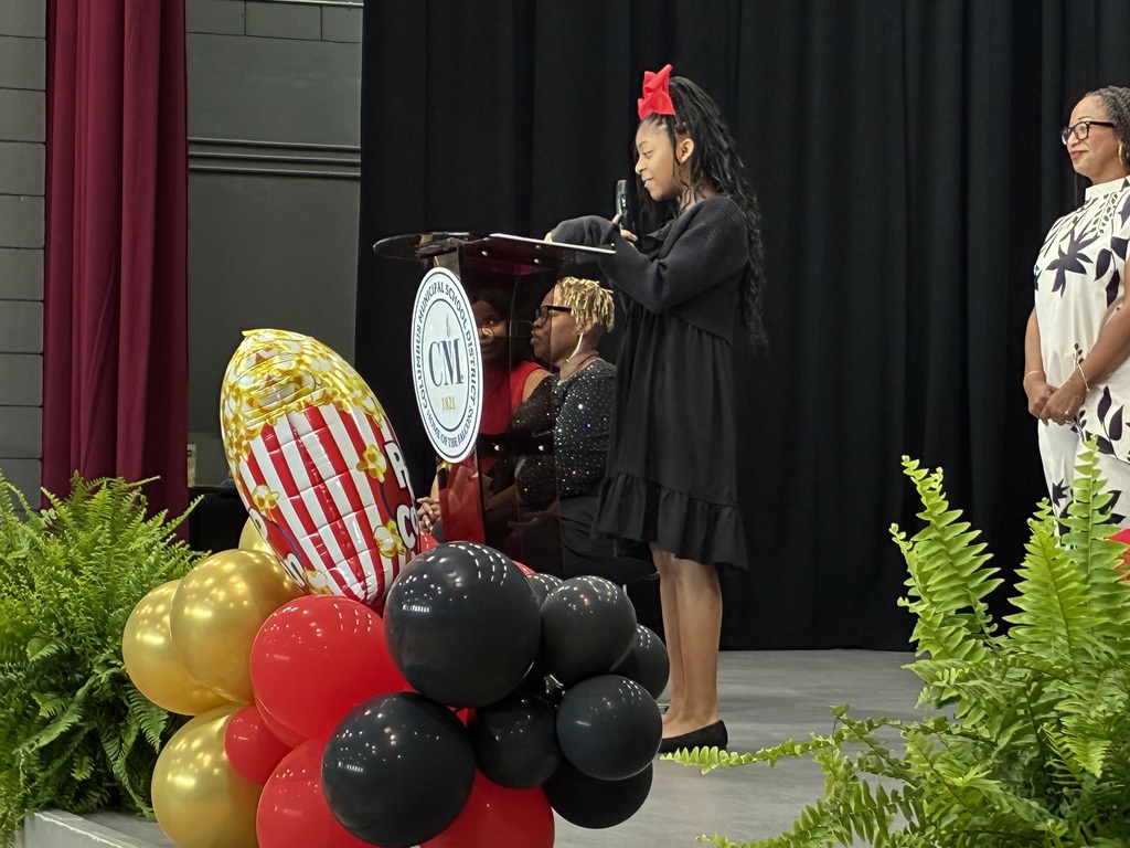 A student speaks at the Hunt Intermediate School 5th grade awards ceremony on Tuesday morning.