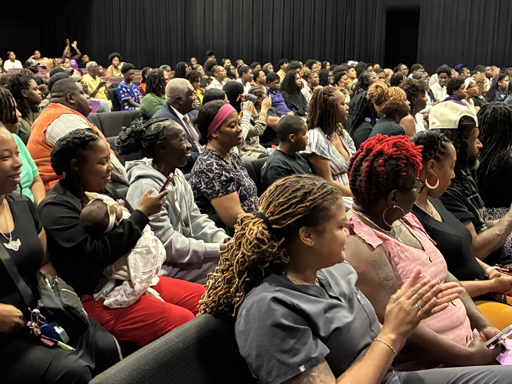 Parents attend the Columbus Middle School 7th grade awards day ceremony.