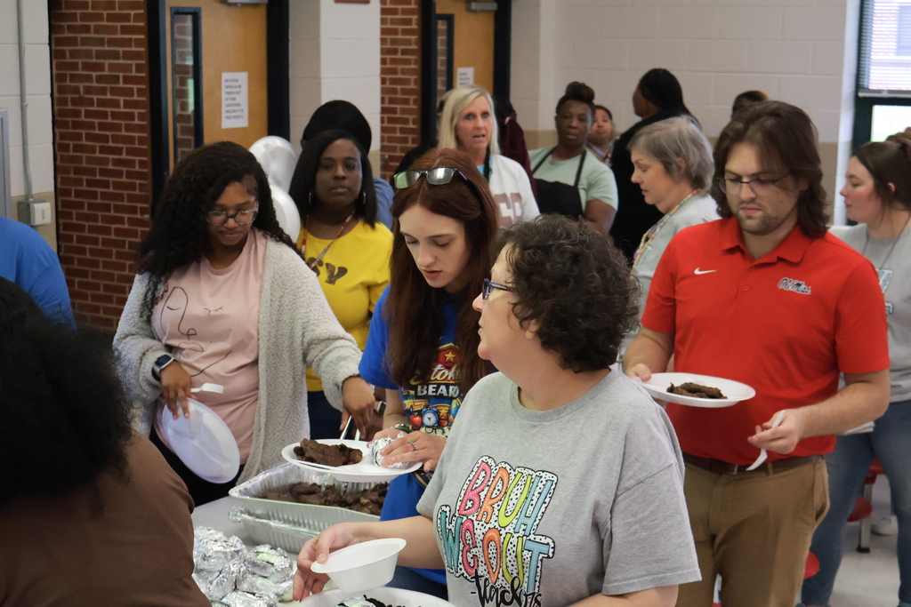 Stokes-Beard Elementary teachers and staff enjoy an end-of-the-year lunch. 