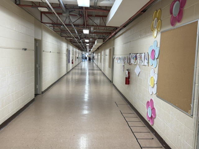 An empty hallway at Fairview Elementary. 