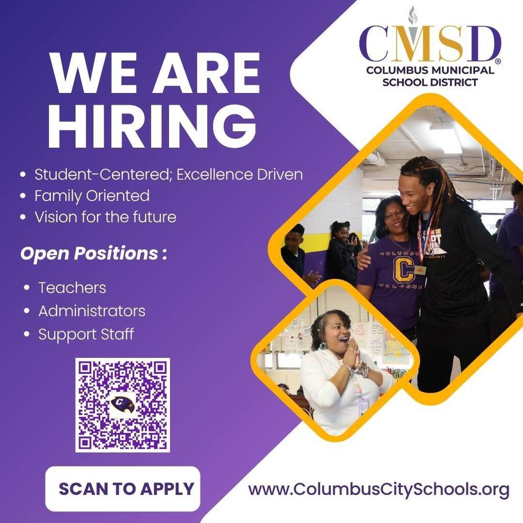 CMSD is hiring. Come join our team and make an impact on the lives of our students.