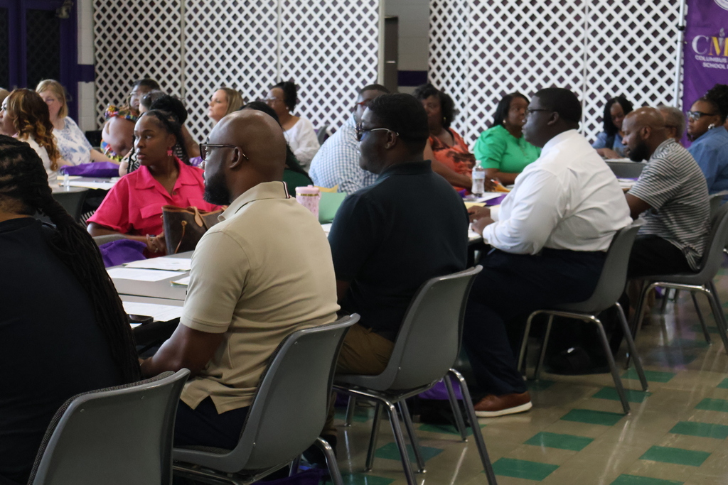 New CMSD employees listen to presentations at the new employee orientation held at Brandon Central Services Center on Friday morning. 