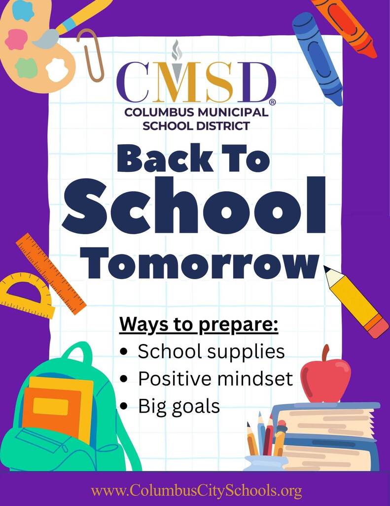 School starts tomorrow. Bring school supplies, a positive mindset, and big goals.