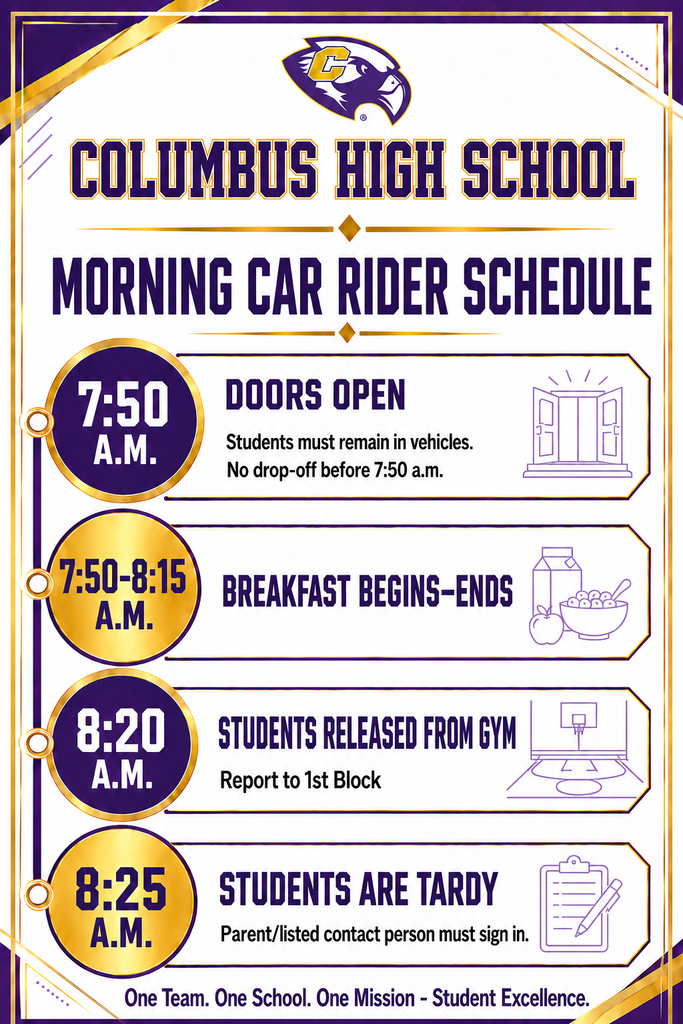 Columbus High car rider schedule.