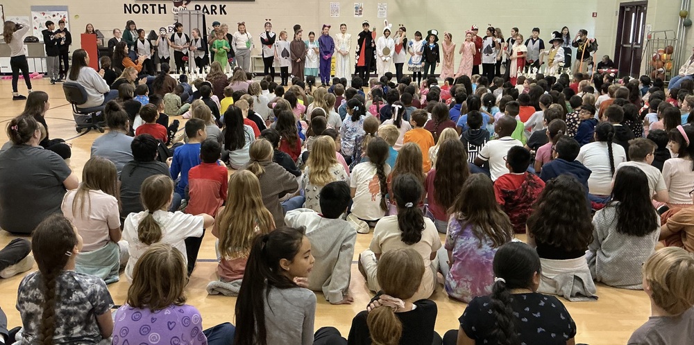 Student actors line up