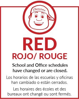 Red school closure or schedule change graphic showing Lil' C