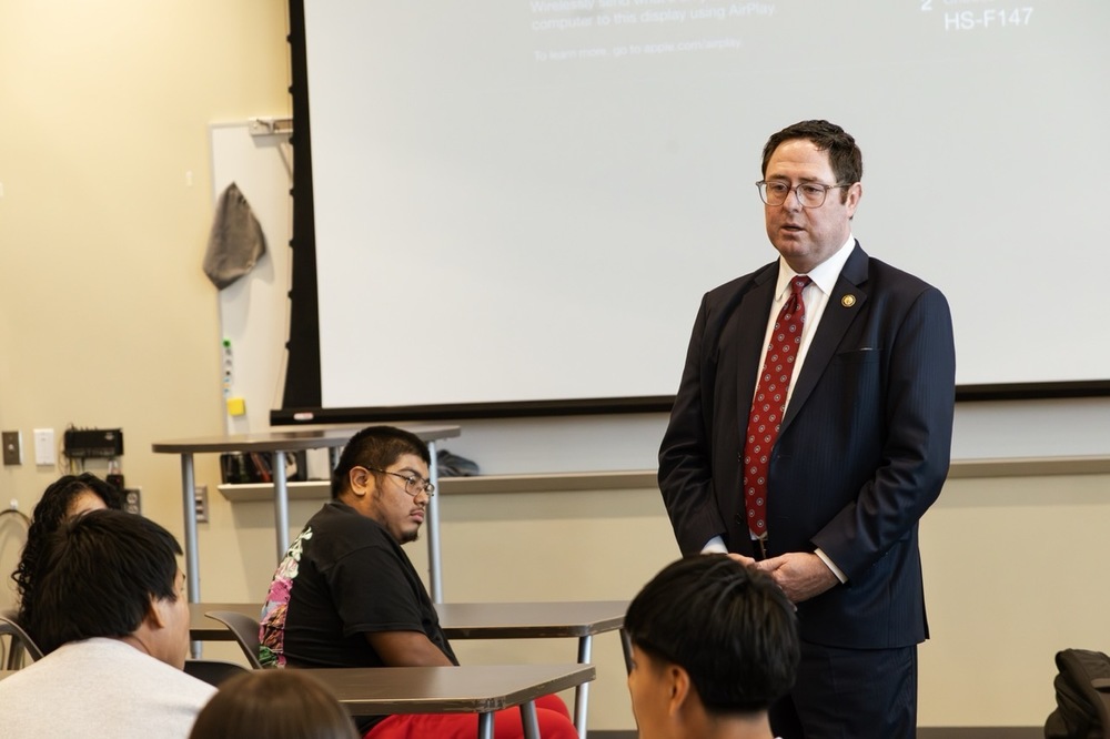 U.S. Congressman Mike Flood speaks to his path to working in Federal Government and as a politician. Flood was a speaker for Federal Day at CHS, an event that showcased federal leaders and their roles within government as well as jobs in agency.