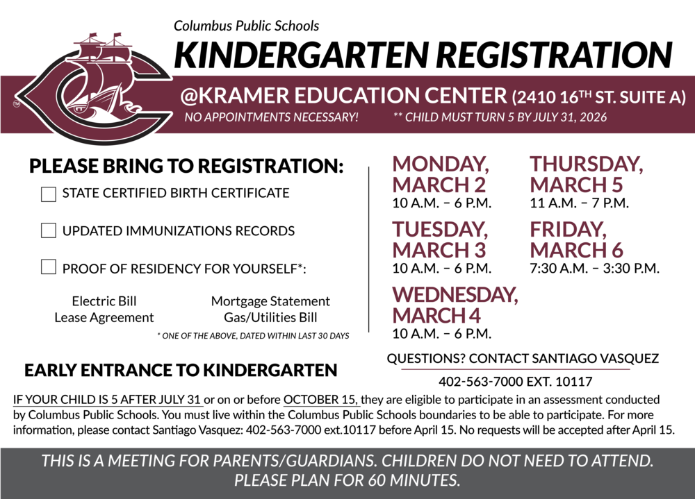 An image of the Kindergarten Registration postcard.