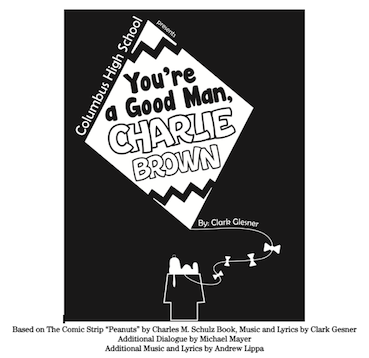 Black and White Poster of the Musical "You're a Good Man Charlie Brown"