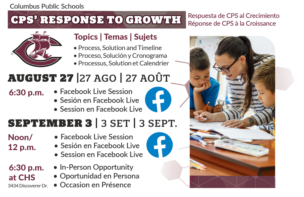 CPS' Response to Growth Upcoming meetings flyer online and in person options