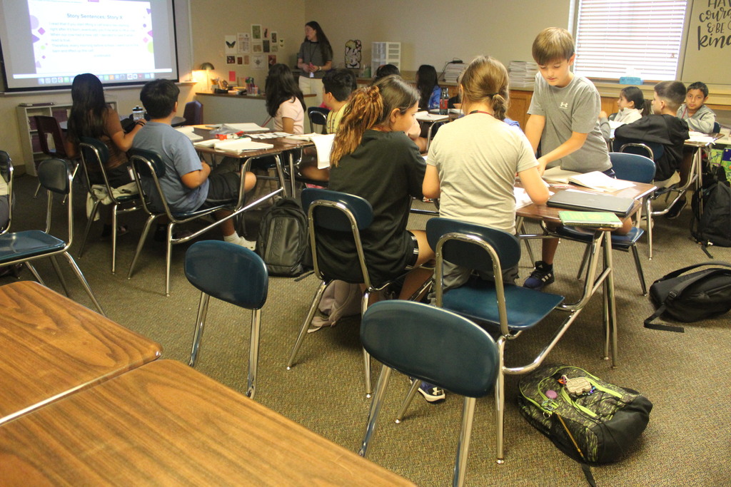 Her students working quietly 