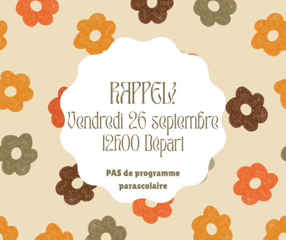 Sep 26 -- 12:00 dismissal