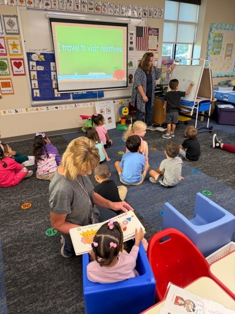 Ms. Muntz teaching during morning meeting