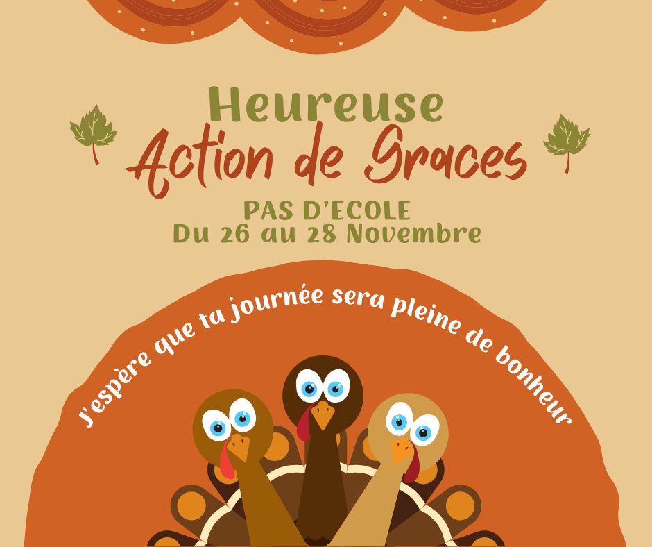 NO SCHOOL -- Thanksgiving Break