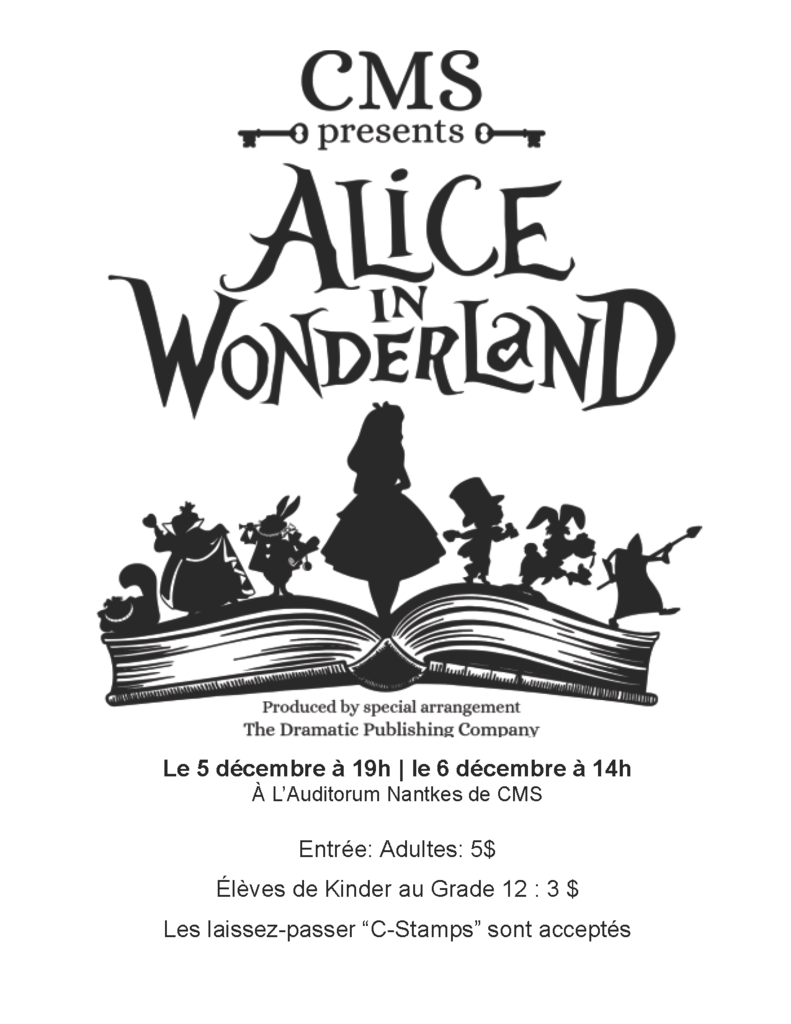 AliceInWonderland informational flyer in french