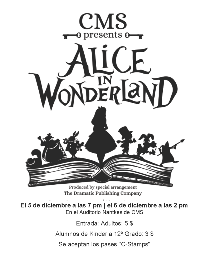 Alice in wonderland flyer in Spanish