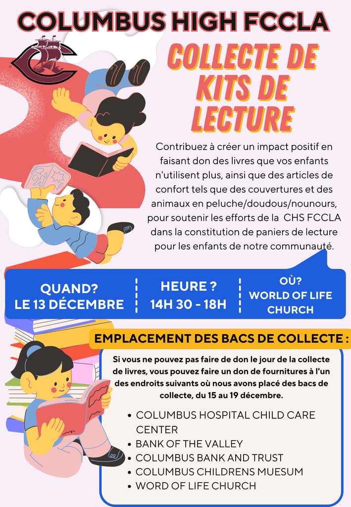 Spanish Columbus FCCLA flyer - reading kit drive