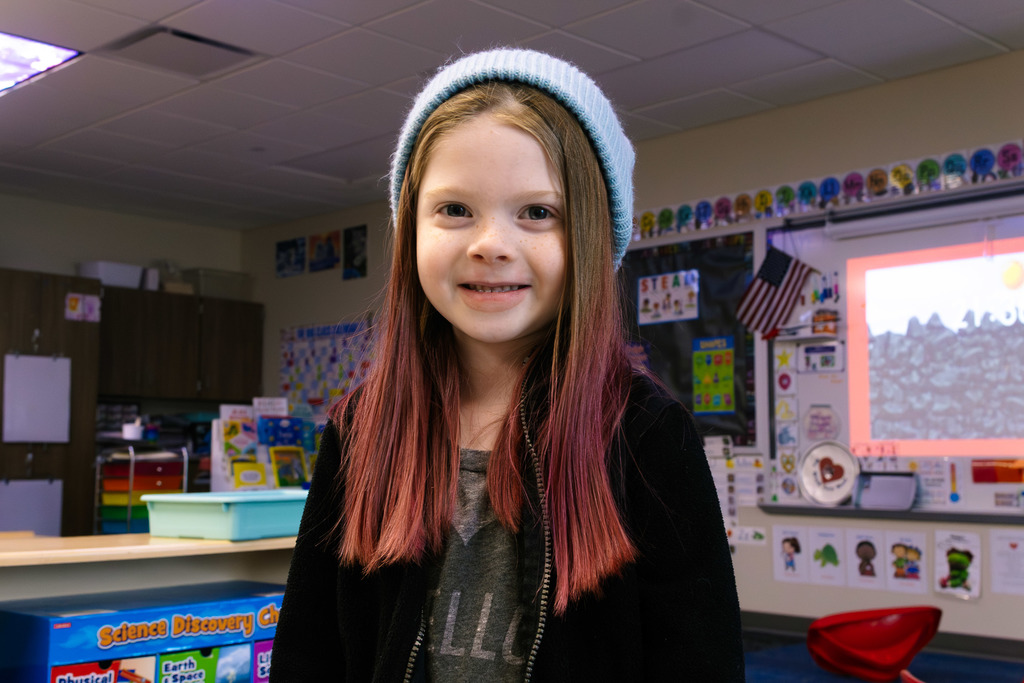 female student in a classroom