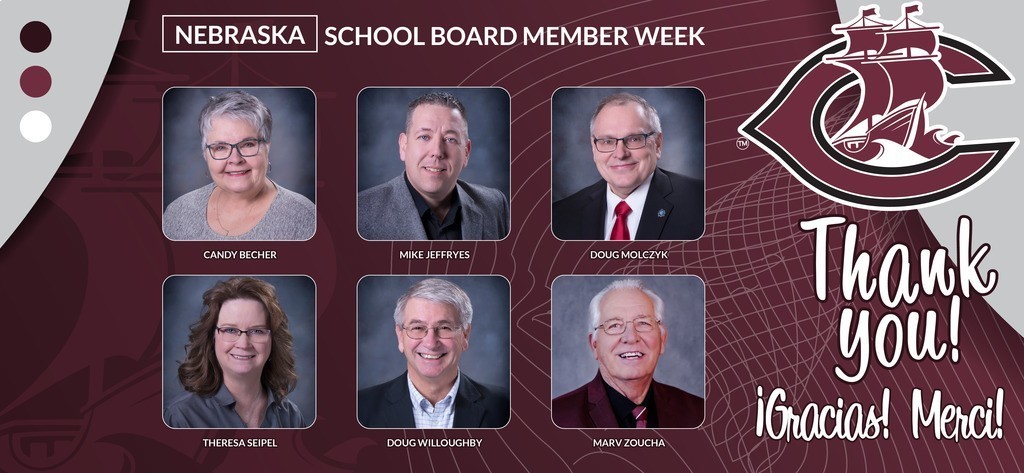 NEBRASKA SCHOOL BOARD WEEK WITH PHOTO OF CANDY BECHER, MIKE JEFFRYES, DOUG MOLCZYK, THERESA SEIPEL, DOUG WILLOUGHBY, MARV ZOUCH