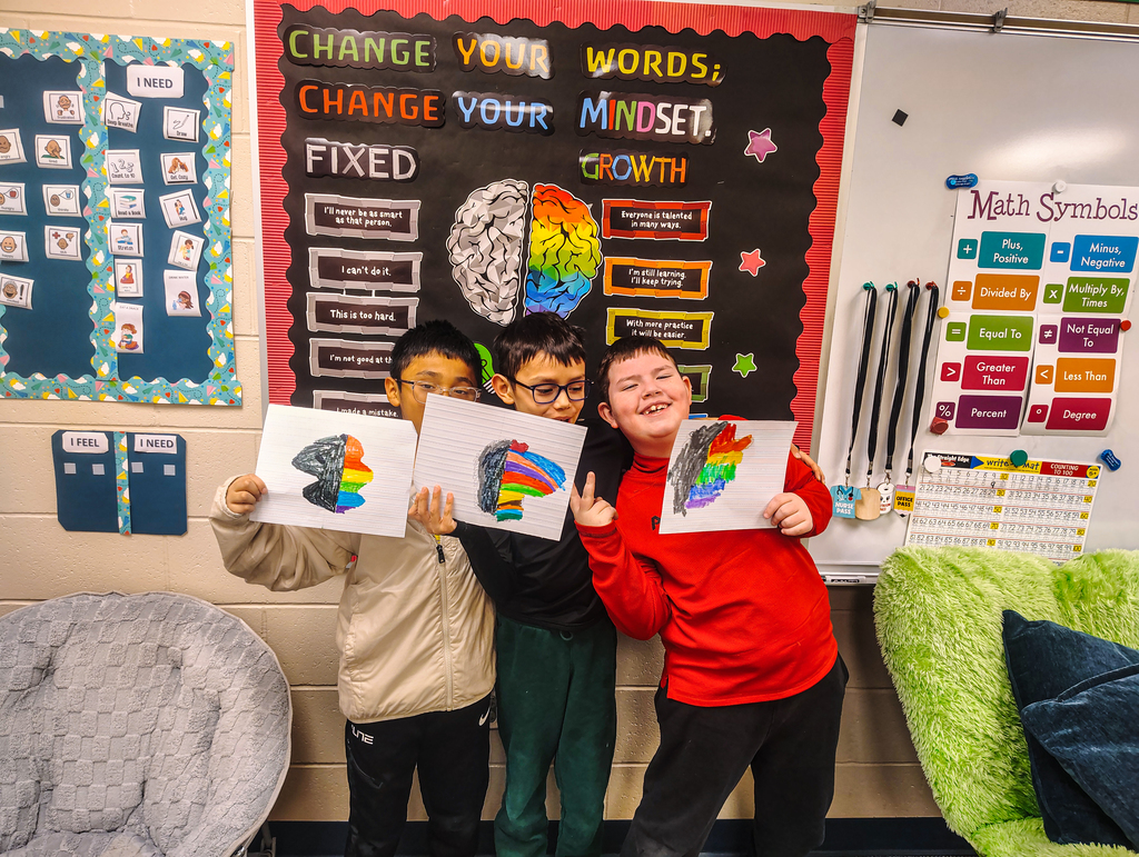 3 maie students presenting their projects on how their brain works in different social skill situations.