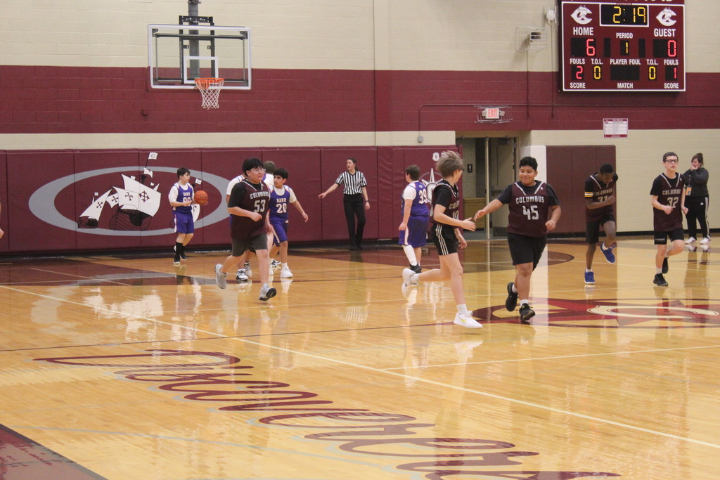 Columbus getting ready for a defensive play against Grand Island