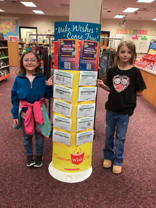 Book Fair teacher wish list stand