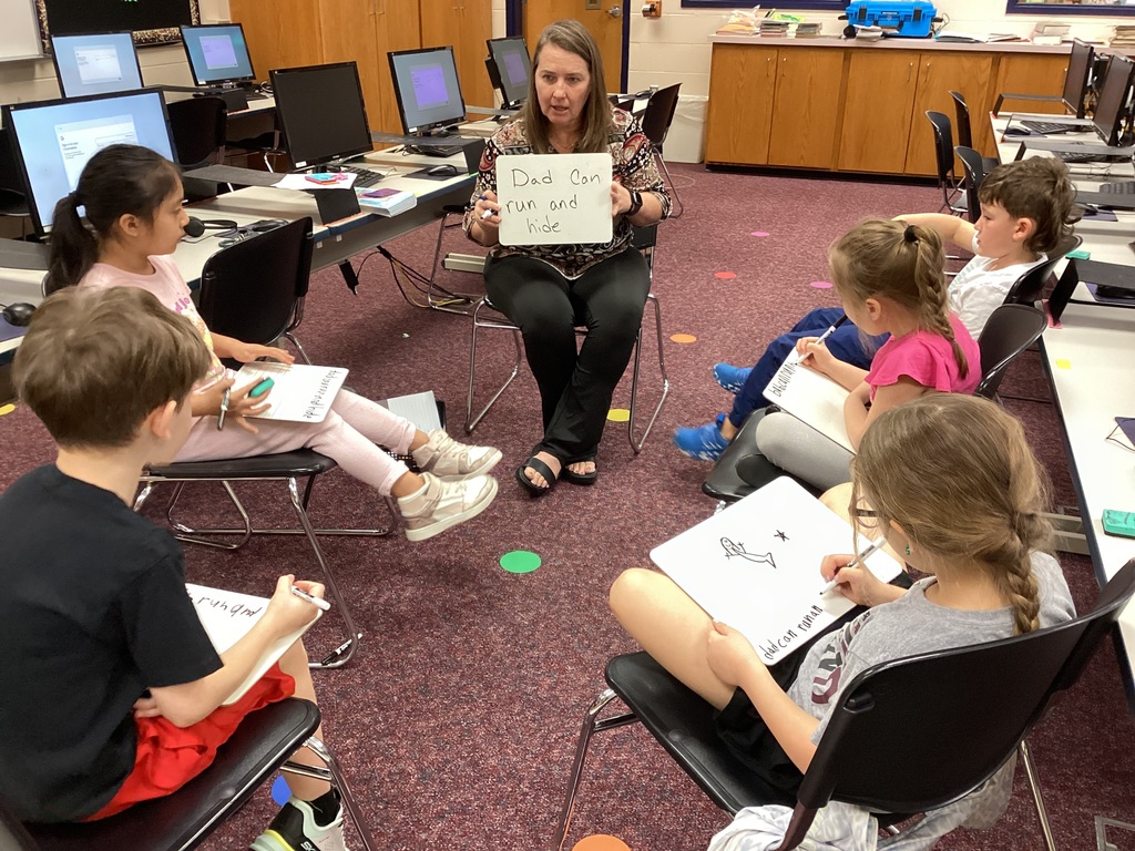 Mrs. Fisher with a WIN group of kids