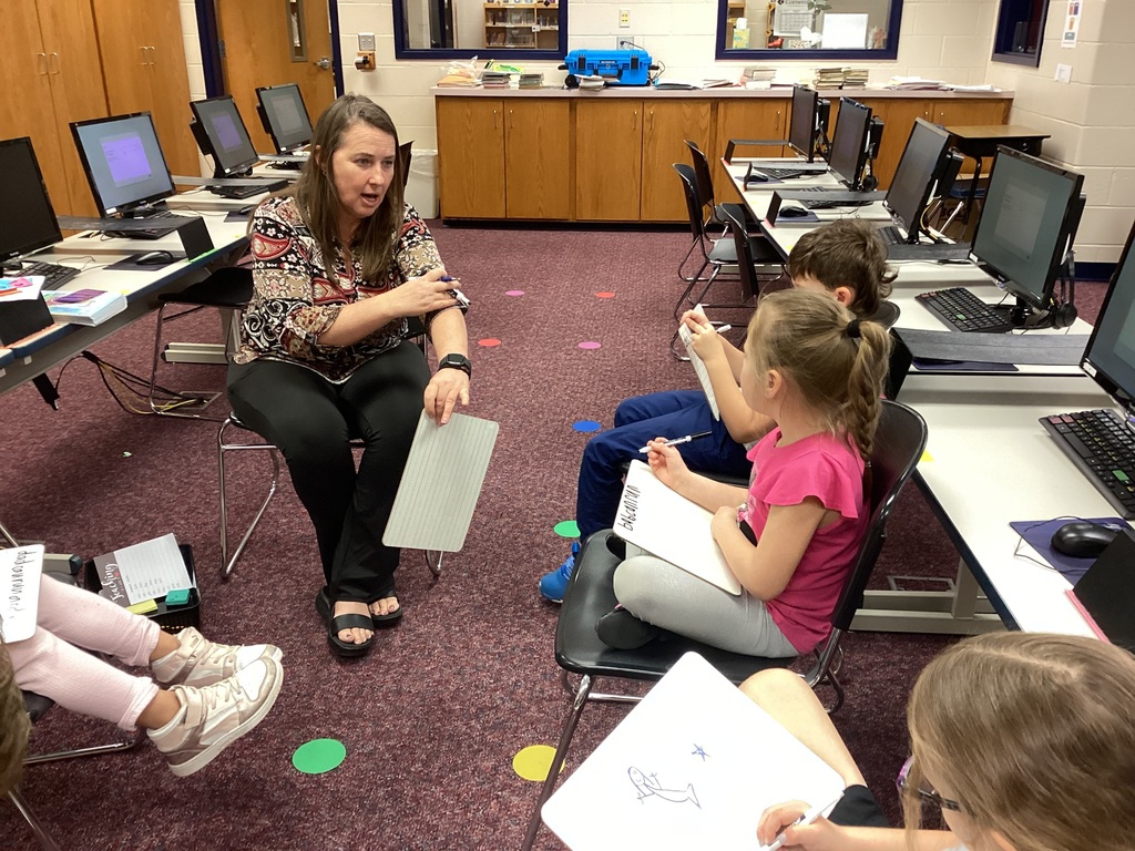 Mrs. Fisher with a WIN group of kids