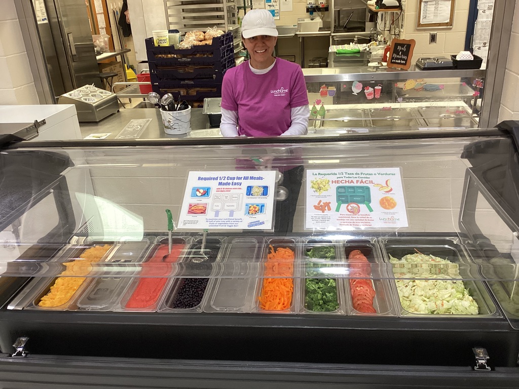 Mrs. Adabo with the salad bar