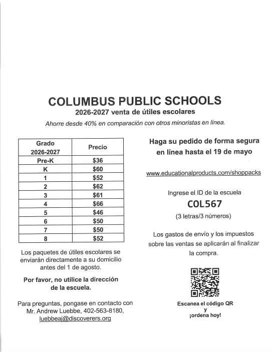 2026-27 School Supply online ordering