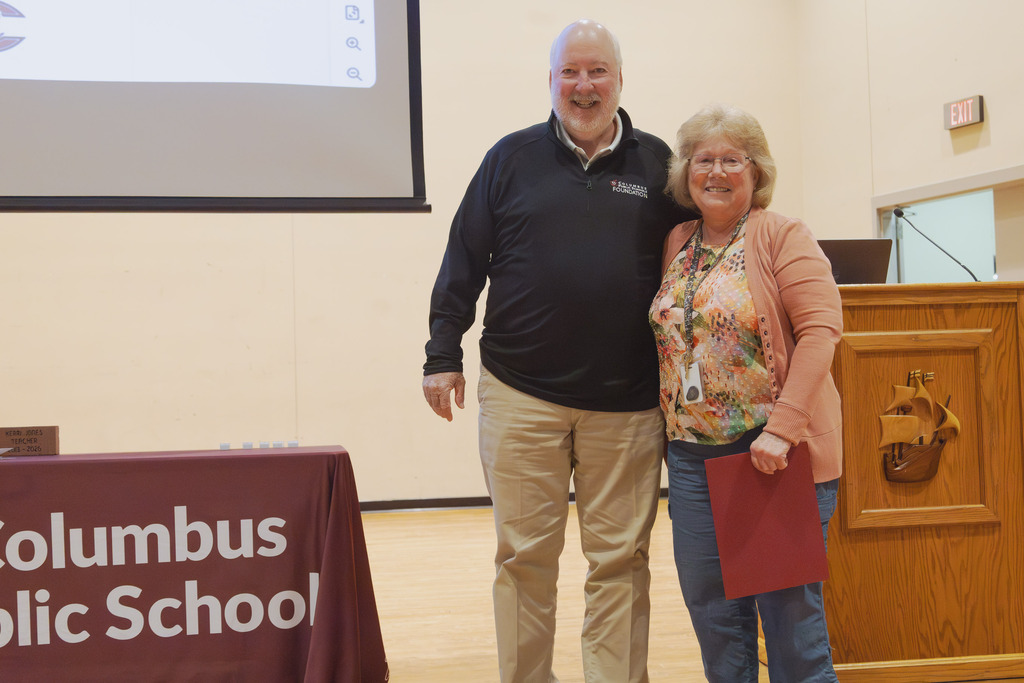 Pictured is Bob Markham with Karen Kuhr the operations employee of the year