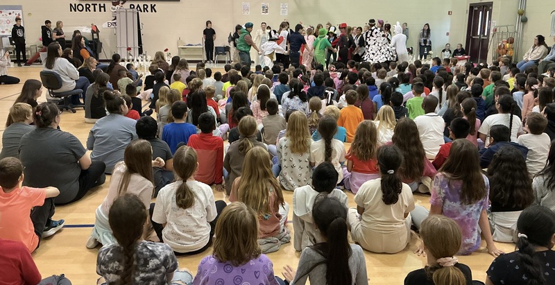 Students acting out the play, Alice in Wonderland