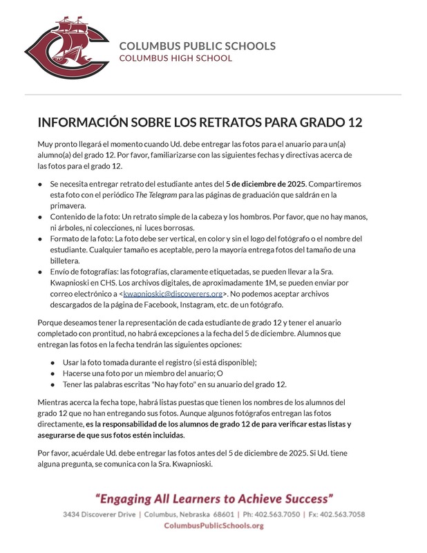 Senior photo letter in spanish