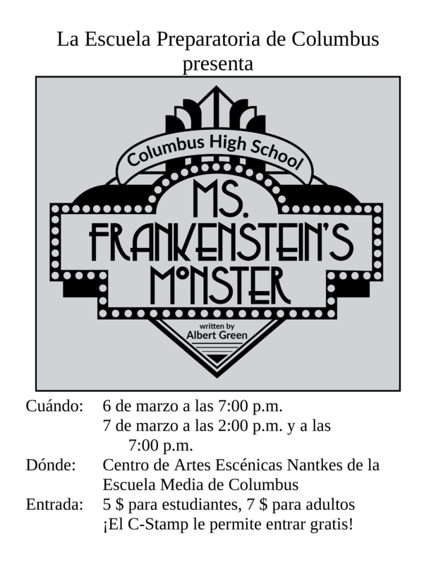 Spanish Ms. Frankenstein's Monster event flyer all information found in the article