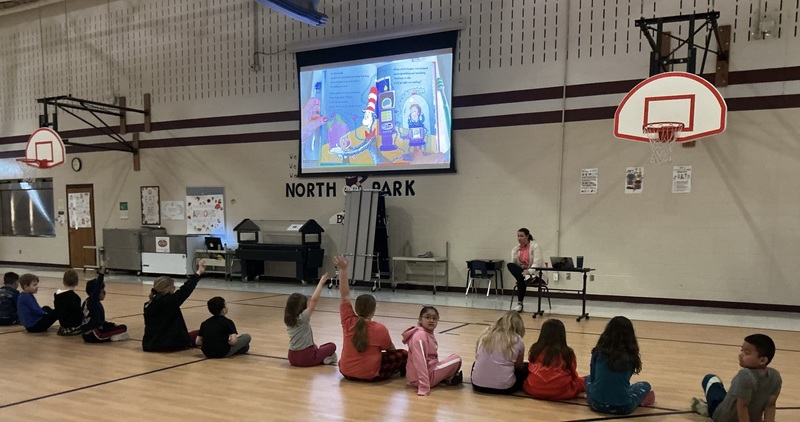 Students listening to a story.