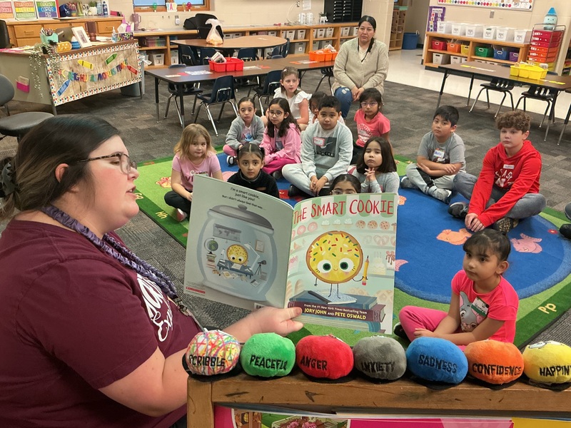 Students listening to a story.