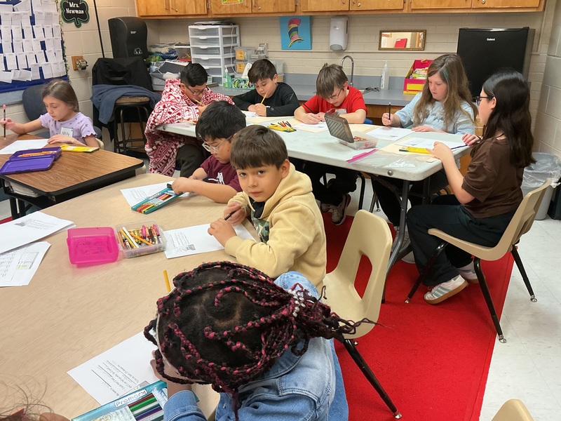 students coloring
