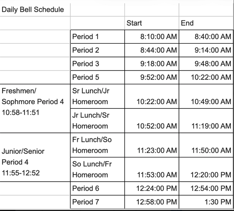 black and white schedule