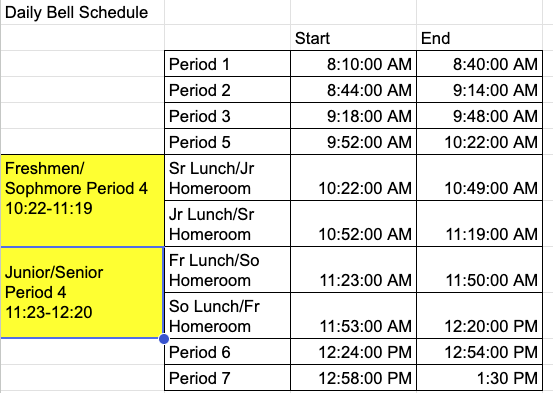 black and white may 19 bell schedule