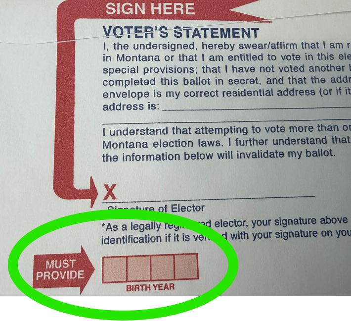 Birth year on ballot envelope
