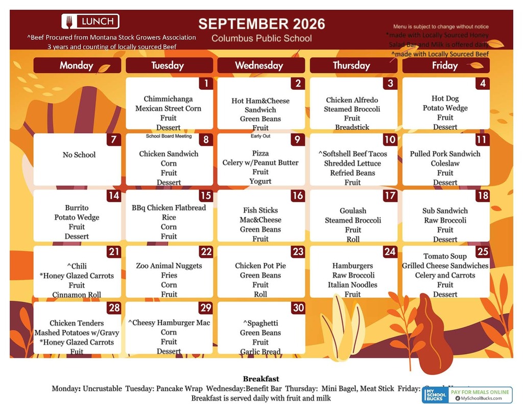 September Lunch Menu