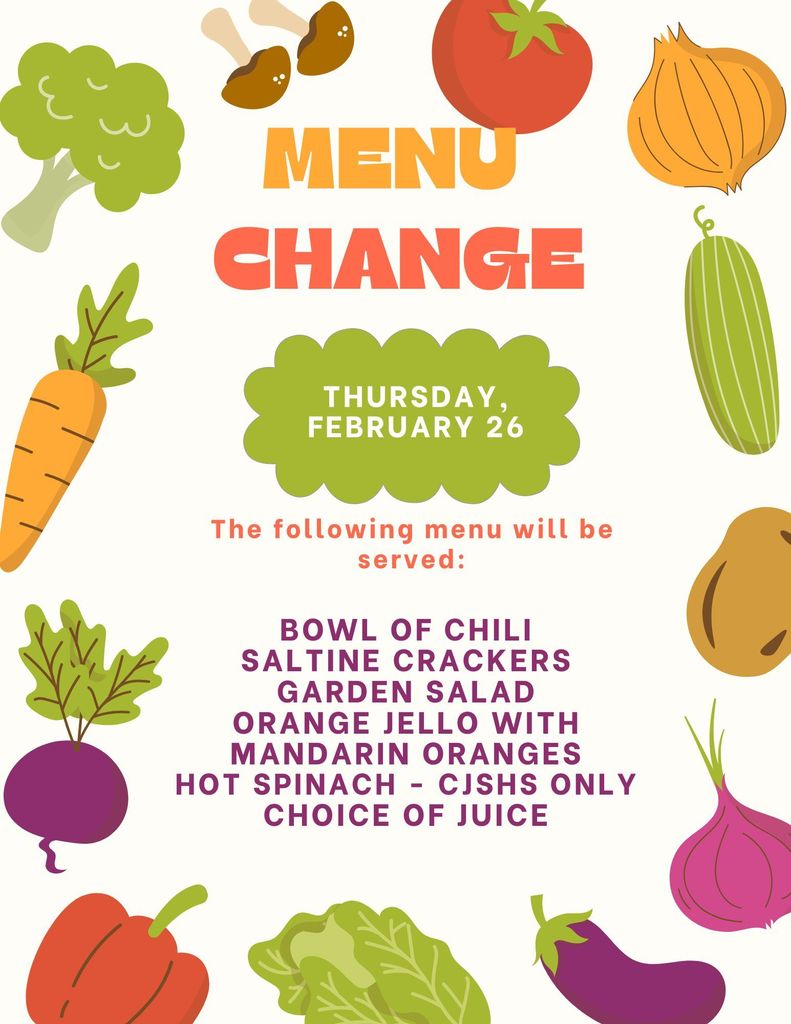 Menu change 2-26-26
